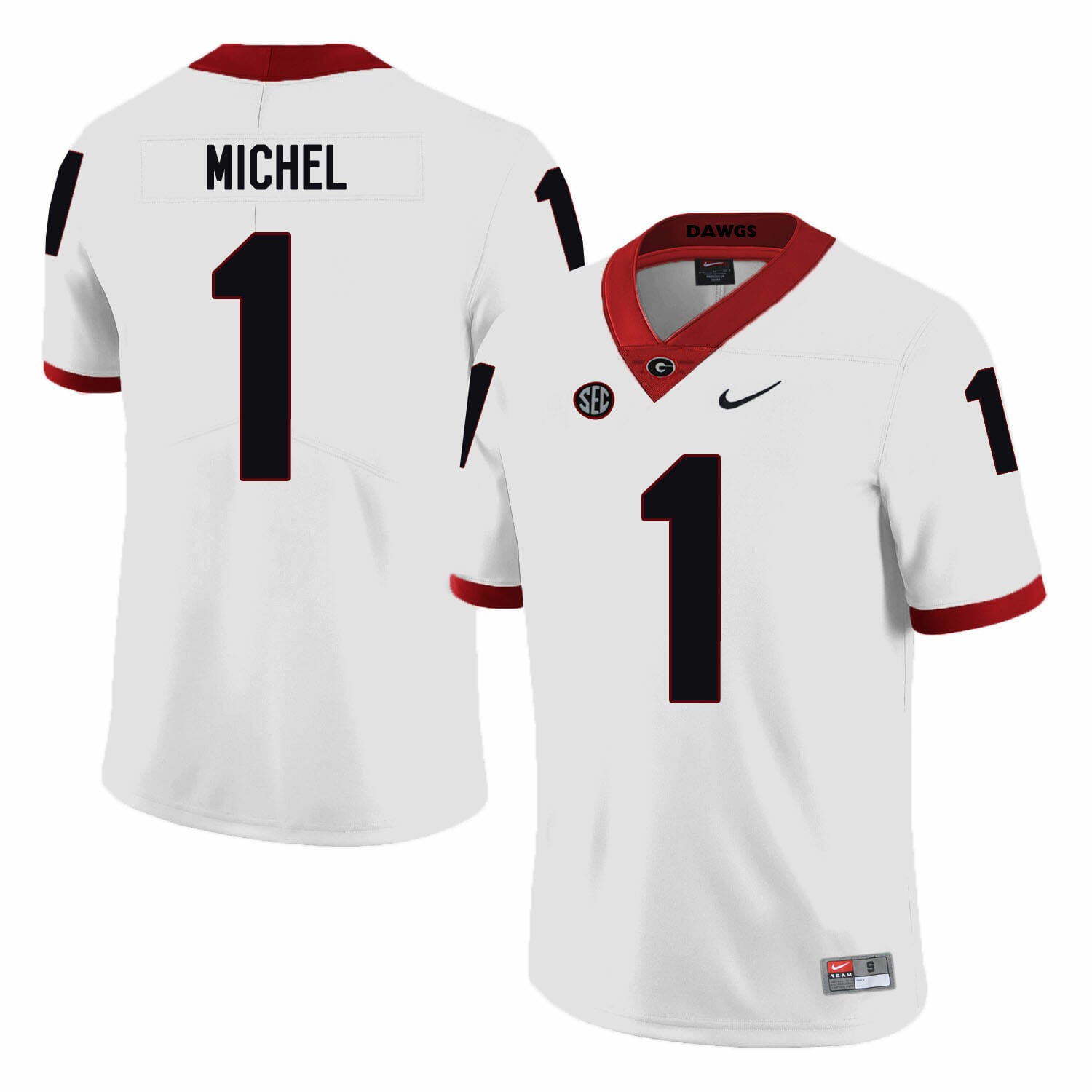 Georgia Bulldogs #1 Sony Michel NCAA College Football Jersey White 1 Georgia Bulldogs #1 Sony Michel NCAA College Football Jersey White