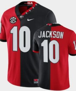 Georgia Bulldogs #10 Kearis Jackson Red Black Split Edition Mascot 100th Anniversary Jersey