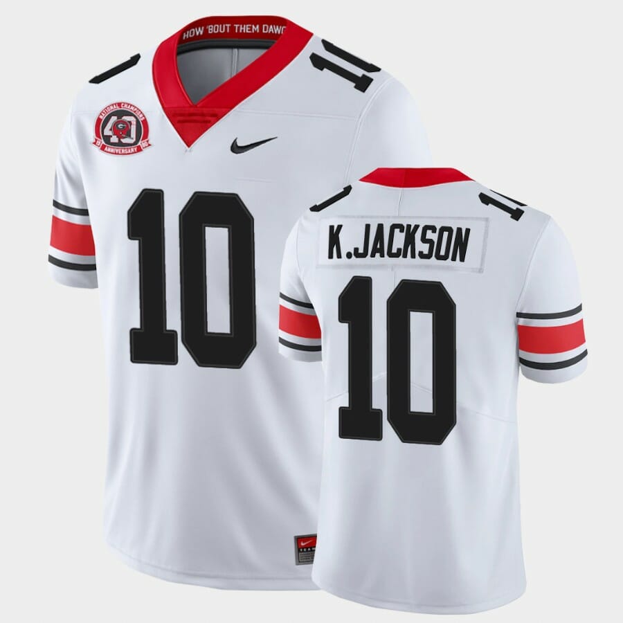 Georgia Bulldogs #10 Kearis Jackson White College Football 40th Anniversary Alternate Jersey 1 Georgia Bulldogs #10 Kearis Jackson White College Football 40th Anniversary Alternate Jersey