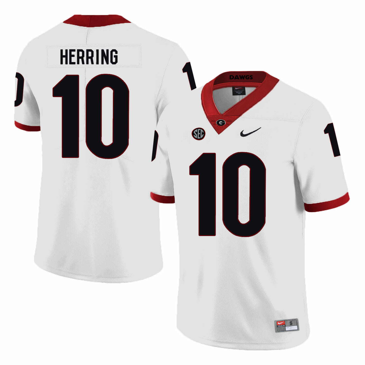 Georgia Bulldogs #10 Malik Herring College Football Jersey White 1 Georgia Bulldogs #10 Malik Herring College Football Jersey White