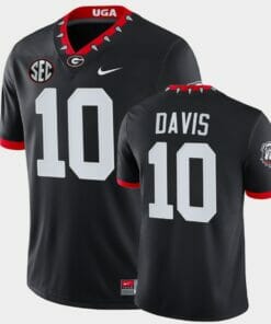 Georgia Bulldogs #10 Thomas Davis Black Mascot 100th Anniversary Alumni Jersey
