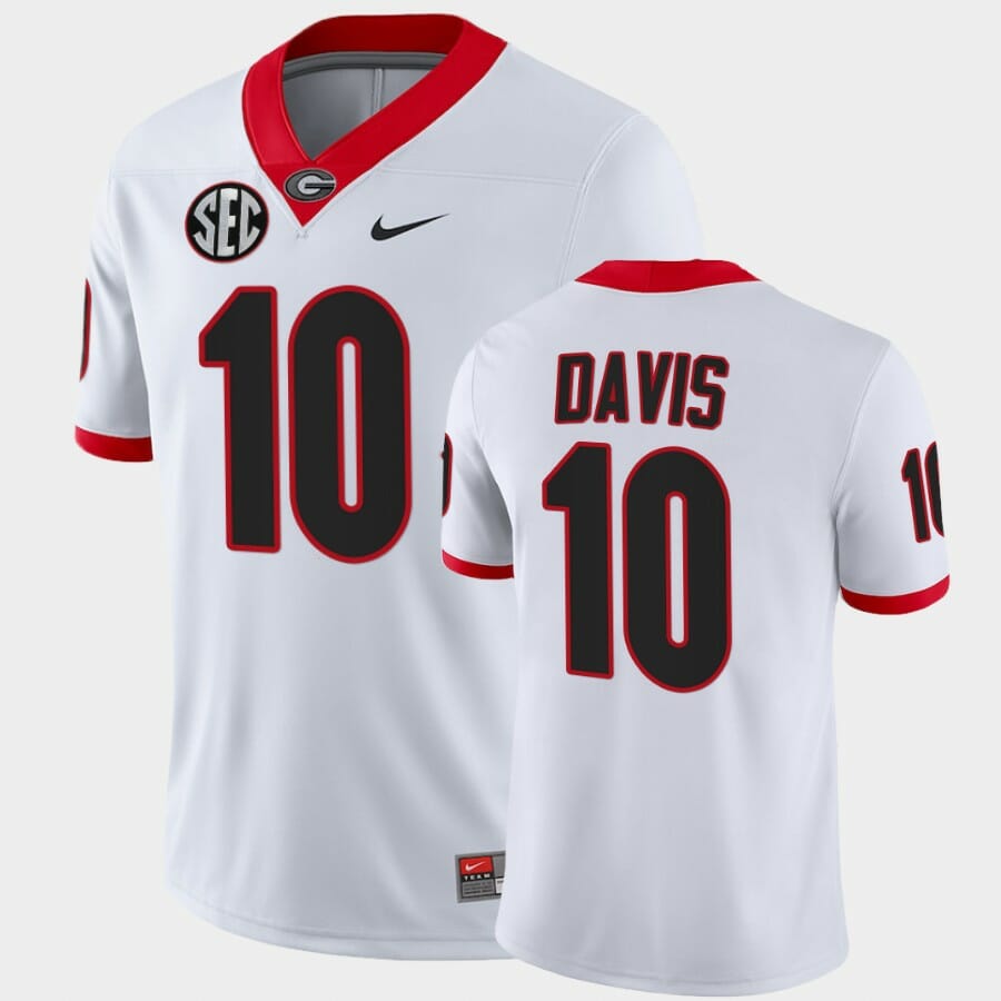 Georgia Bulldogs #10 Thomas Davis White College Football Alumni Jersey 1 Georgia Bulldogs #10 Thomas Davis White College Football Alumni Jersey