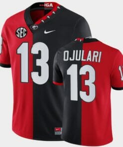 Georgia Bulldogs #13 Azeez Ojulari Red Black Split Edition 100th Season Alumni Jersey