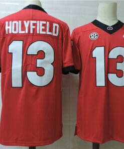 Georgia Bulldogs #13 Holyfield College Football Jersey Red