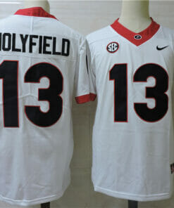Georgia Bulldogs #13 Holyfield College Football Jersey White