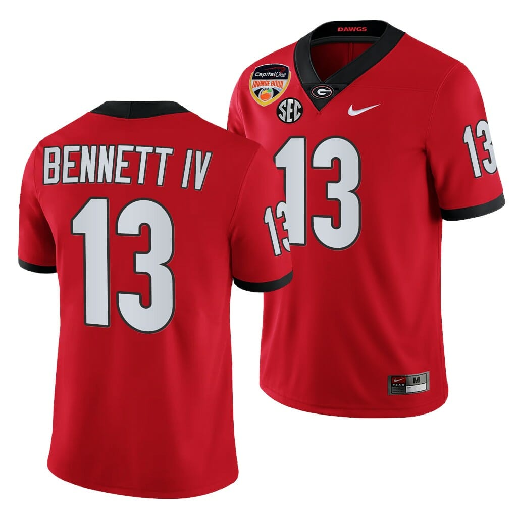Stetson Bennett Jersey UGA #13 2021 Orange Bowl Red College Football 1 Stetson Bennett Jersey UGA #13 2021 Orange Bowl Red College Football