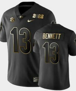 Georgia Bulldogs #13 Bennett Jersey Black 2021 National Champions Golden