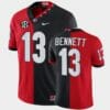 Georgia Bulldogs #13 Bennett Jersey Red Black Split Edition Mascot 100th Anniversary