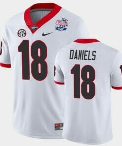 Georgia Bulldogs #18 JT Daniels White 2021 Peach Bowl College Football Jersey