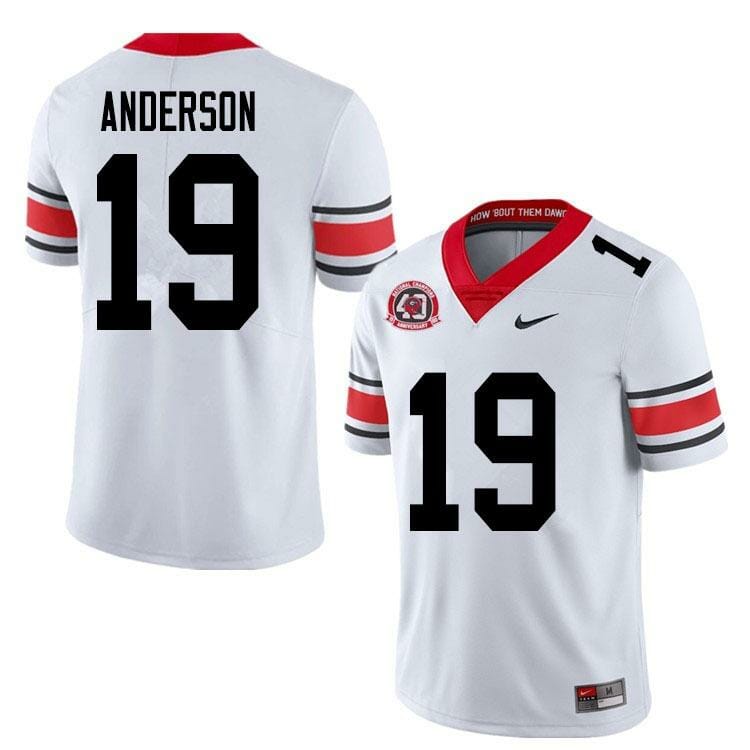 Georgia Bulldogs #19 Adam Anderson Game College Football Jersey White 1 Georgia Bulldogs #19 Adam Anderson Game College Football Jersey White