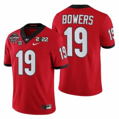 Brock Bowers Jersey #19 Georgia Bulldogs 2021-22 CFP National Champions Red 6 Brock Bowers Jersey #19 Georgia Bulldogs 2021-22 CFP National Champions Red