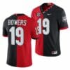 Georgia Bulldogs Bowers Jersey #19 Red Black 2021-22 Split Edition Mascot 100th Anniversary