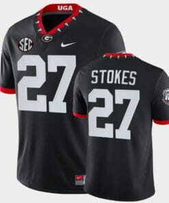 Georgia Bulldogs #27 Eric Stokes Black Mascot 100th Anniversary Alumni Jersey