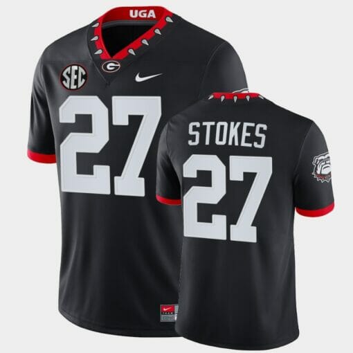 Georgia Bulldogs #27 Eric Stokes Black Mascot 100th Anniversary Alumni Jersey