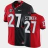 Georgia Bulldogs #27 Eric Stokes Red Black Split Edition 100th Season Alumni Jersey