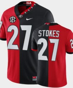 Georgia Bulldogs #27 Eric Stokes Red Black Split Edition 100th Season Alumni Jersey