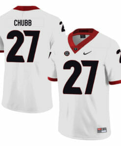 Georgia Bulldogs #27 Nick Chubb College Football Jersey White