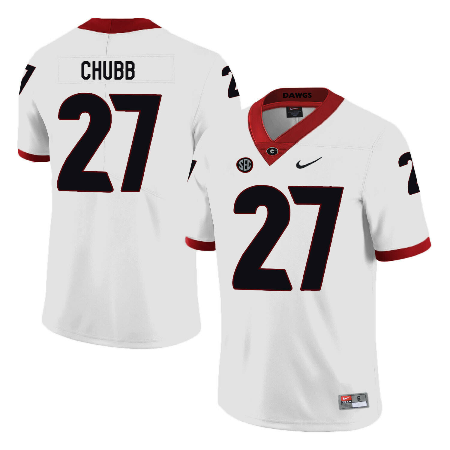 Georgia Bulldogs #27 Nick Chubb College Football Jersey White 1 Georgia Bulldogs #27 Nick Chubb College Football Jersey White