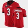 Georgia Bulldogs #3 Tyson Campbell Red College Football Alumni Jersey