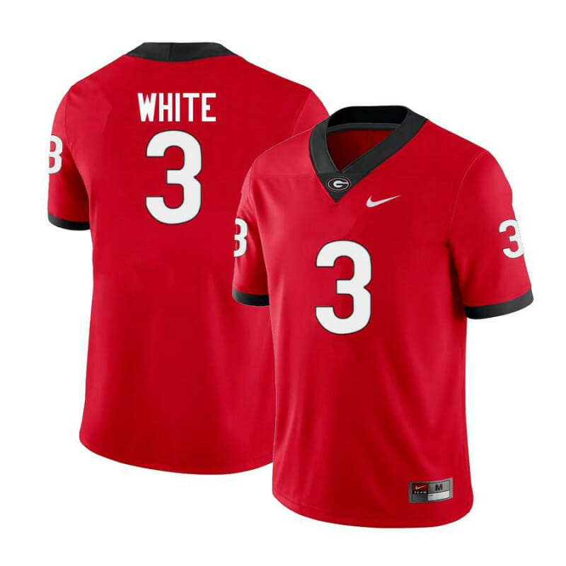Georgia Bulldogs #3 Zamir White College Football Jersey Red 1 Georgia Bulldogs #3 Zamir White College Football Jersey Red