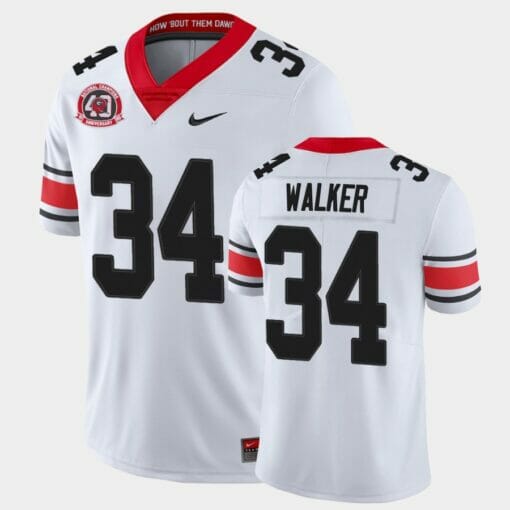 Georgia Bulldogs #34 Herchel Walker White College Football 40th Anniversary Alternate Jersey