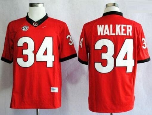 Georgia Bulldogs #34 Herschel Walker Red SEC Patch Limited Stitched Jersey