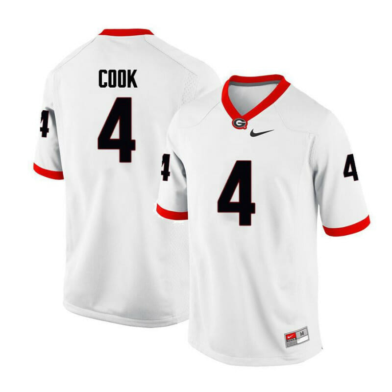 Georgia Bulldogs #4 James Cook III College Football Jersey Limited White 1 Georgia Bulldogs #4 James Cook III College Football Jersey Limited White