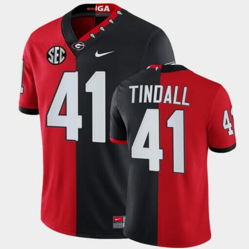 Georgia Bulldogs #41 Channing Tindall Red Black Split Edition Mascot 100th Anniversary Jersey