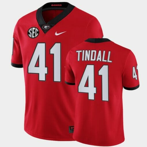 Georgia Bulldogs #41 Channing Tindall Red College Football Game Jersey