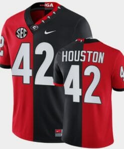 Georgia Bulldogs #42 Justin Houston Red Black Split Edition 100th Season Alumni Jersey