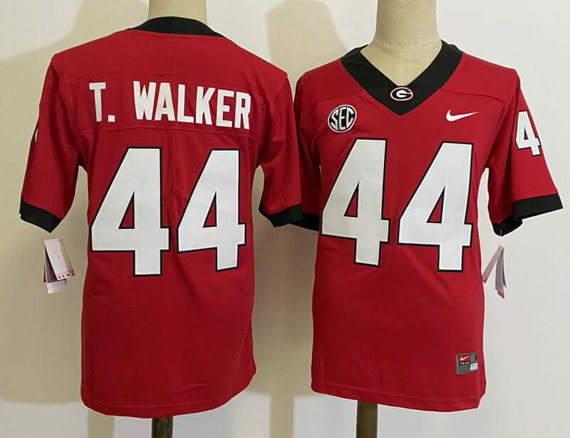 Georgia Bulldogs #44 Travon Walker NCAA Football Jersey Red 1 Georgia Bulldogs #44 Travon Walker NCAA Football Jersey Red