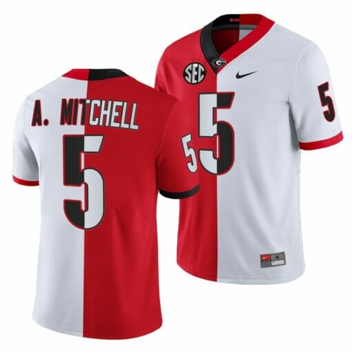 Georgia Bulldogs #5 Adonai Mitchell Split Edition Jersey Red White College Football