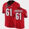 Georgia Bulldogs #61 David Andrews Red College Football Alumni Jersey