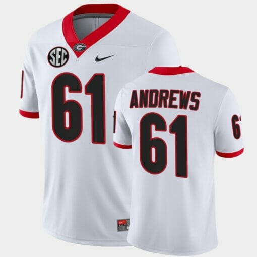 Georgia Bulldogs #61 David Andrews White College Football Alumni Jersey