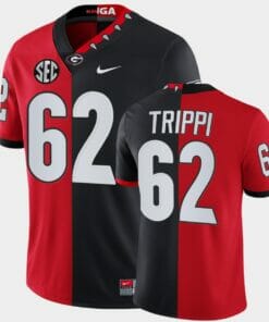 Georgia Bulldogs #62 Charley Trippi Red Black Split Edition 100th Season Alumni Jersey