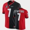 Georgia Bulldogs #7 Matthew Stafford Jersey Red Black Split Edition 100th Season Alumni