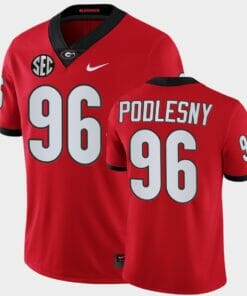Georgia Bulldogs #96 Jack Podlesny Red College Football Game Jersey