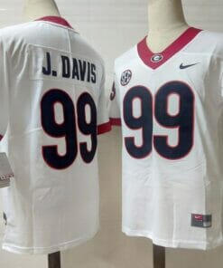 Georgia Bulldogs #99 J.Davis NCAA Football Jersey White