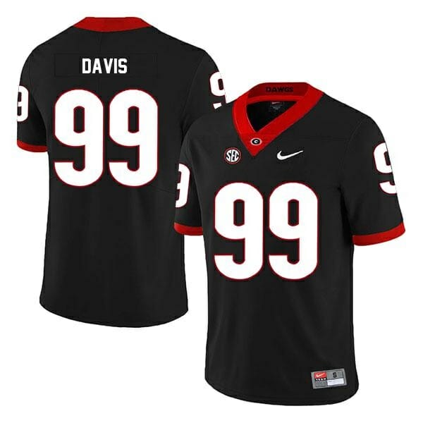 Georgia Bulldogs #99 Jordan Davis Jersey Black College Football NCAA 1 Georgia Bulldogs #99 Jordan Davis Jersey Black College Football NCAA