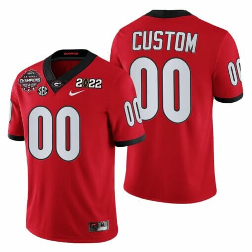 Custom Georgia Bulldog Jersey 2021-22 CFP National Champions Red