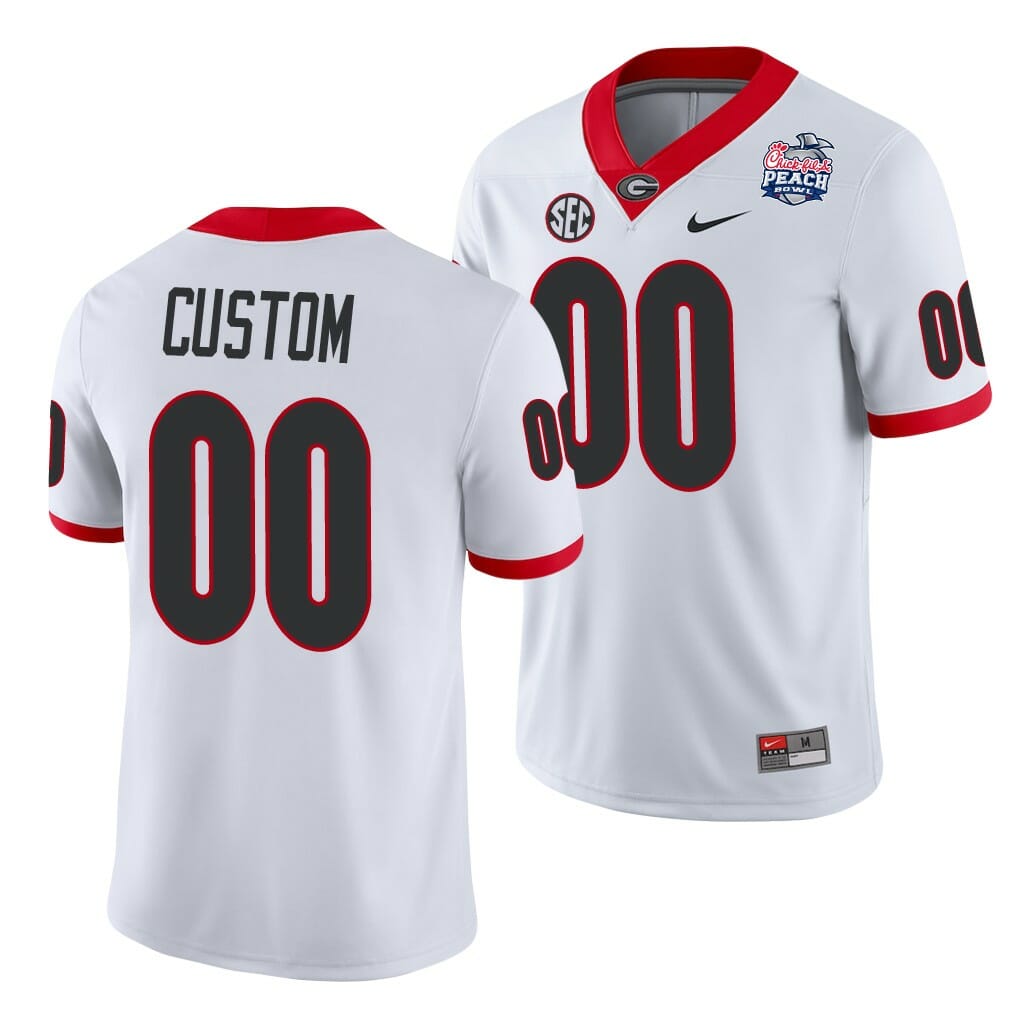 Personalized Georgia Bulldog Jersey 2021 Peach Bowl White College Football 1 Personalized Georgia Bulldog Jersey 2021 Peach Bowl White College Football