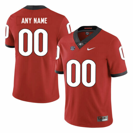 Custom Georgia Bulldogs Jersey Name Number Football Red SEC Patch