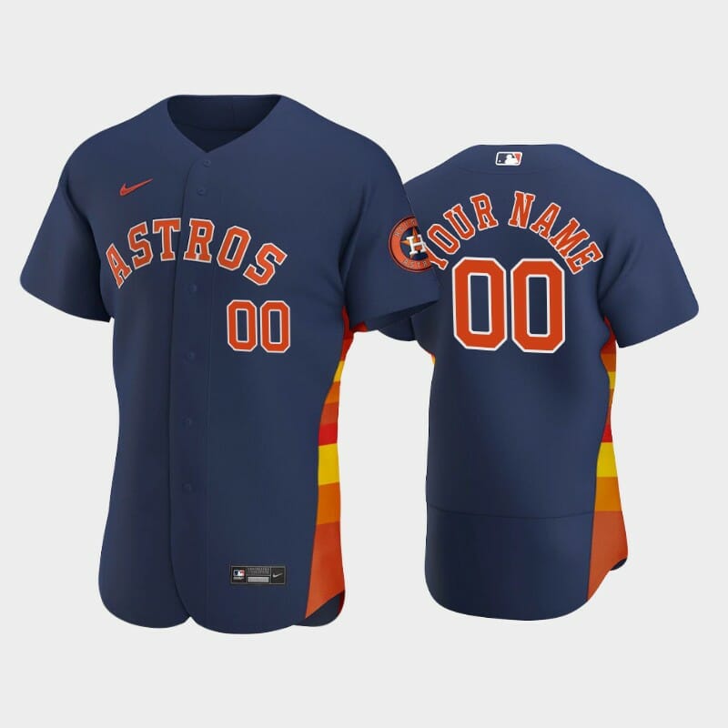 Houston Astros Custom Name Number Flexbase Baseball Jersey Navy 1 Houston Astros Custom Name Number Flexbase Baseball Jersey Navy