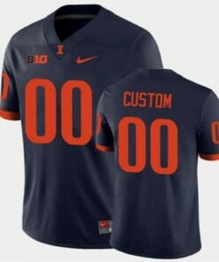 Custom Illinois Football Jersey Name Number Navy College