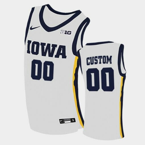 Iowa Hawkeyes Custom Name Number White Home College Basketball Jersey