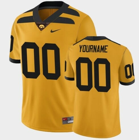 Custom Iowa Hawkeyes Jersey Gold College Football Alternate Game 1 Custom Iowa Hawkeyes Jersey Gold College Football Alternate Game