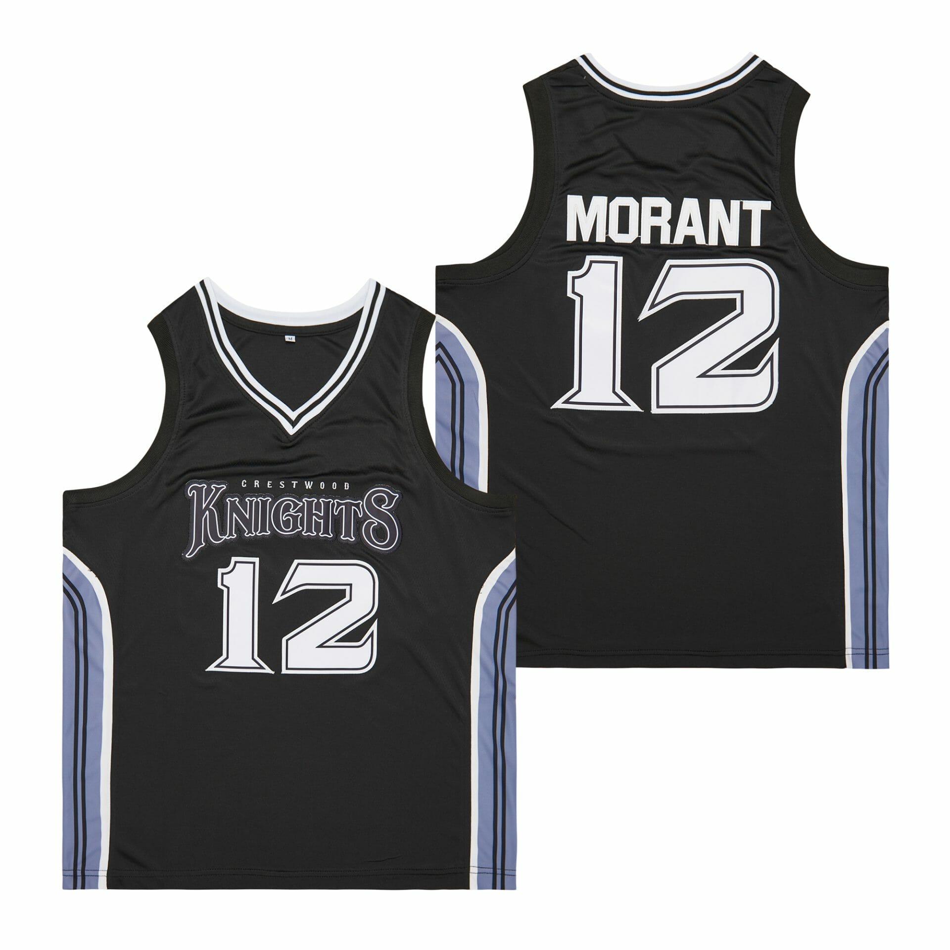 Knights #12 Morant Movie Basketball Jersey Black 1 Knights #12 Morant Movie Basketball Jersey Black