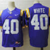 LSU Tigers #40 White College Football Jersey Blue 7 LSU Tigers #40 White College Football Jersey Blue