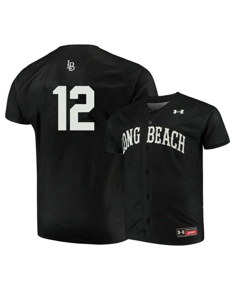 Long Beach State Dirtbags 12 Calvin Estrada Black Baseball Jersey 1 Long Beach State Dirtbags 12 Calvin Estrada Black Baseball Jersey