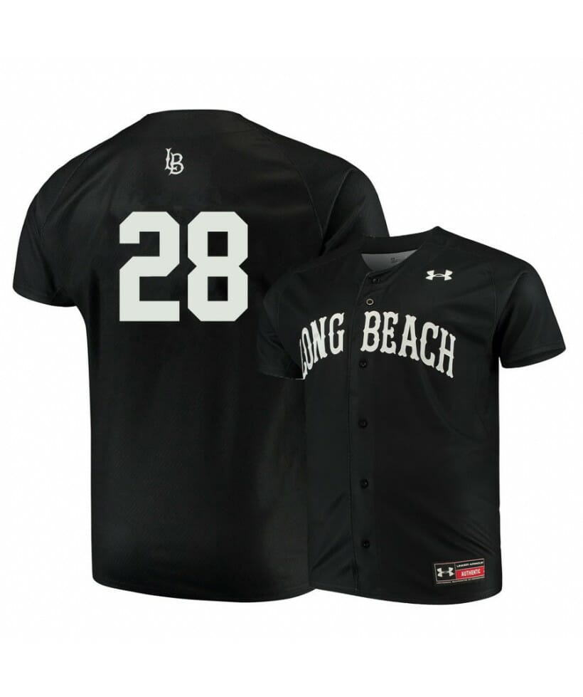 Long Beach State Dirtbags 28 Thomas Greely Black Baseball Jersey 1 Long Beach State Dirtbags 28 Thomas Greely Black Baseball Jersey